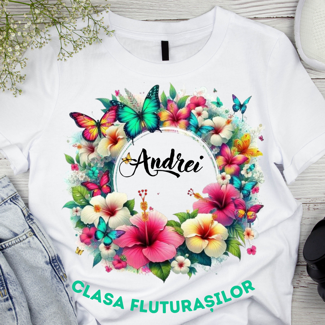 Tricou absolvire elevi clasa 4 sau gradinita Clasa fluturasilor cu text sau poze ABS1064