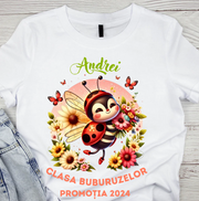 Tricou absolvire elevi clasa 4 sau gradinita Clasa buburuzelor cu text sau poze ABS1067