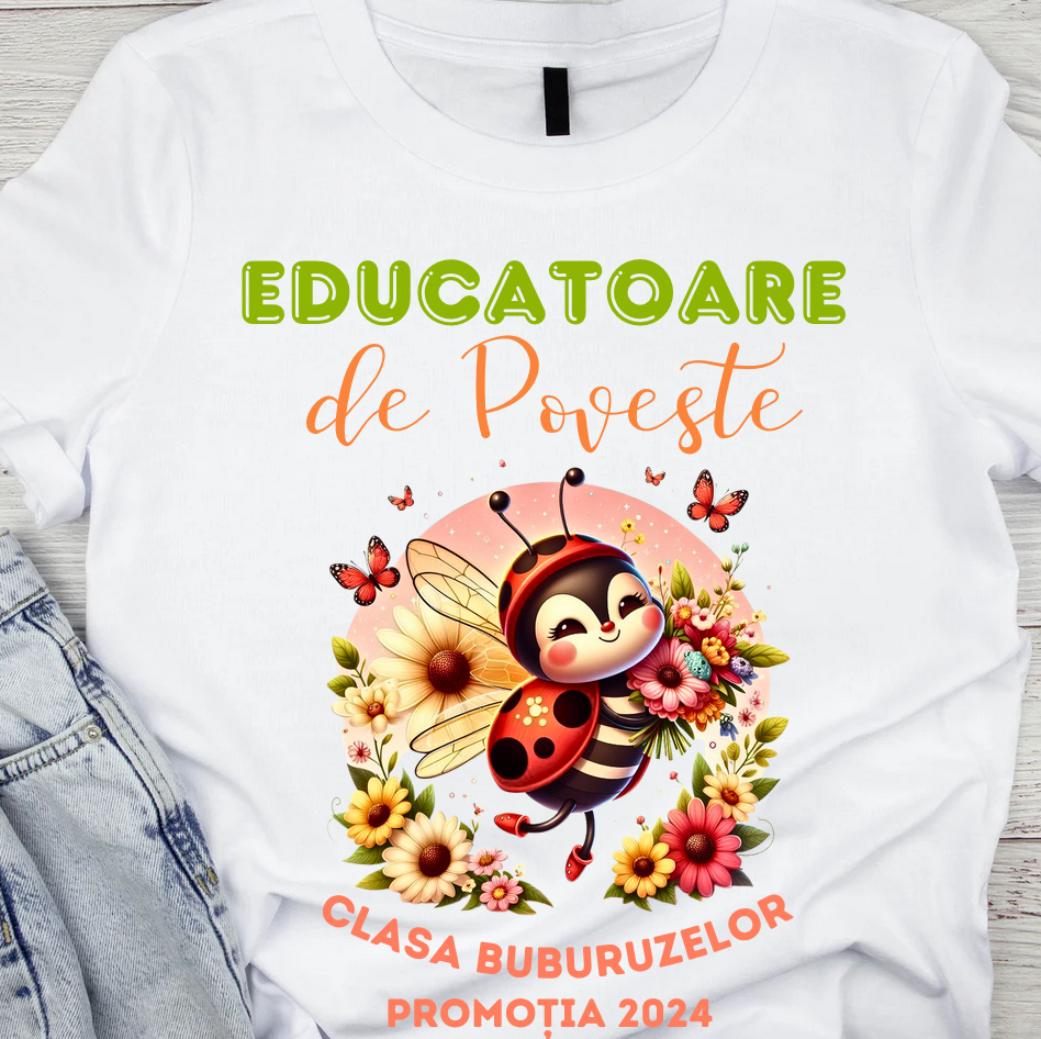 Tricou absolvire elevi clasa 4 sau gradinita Clasa buburuzelor cu text sau poze ABS1067