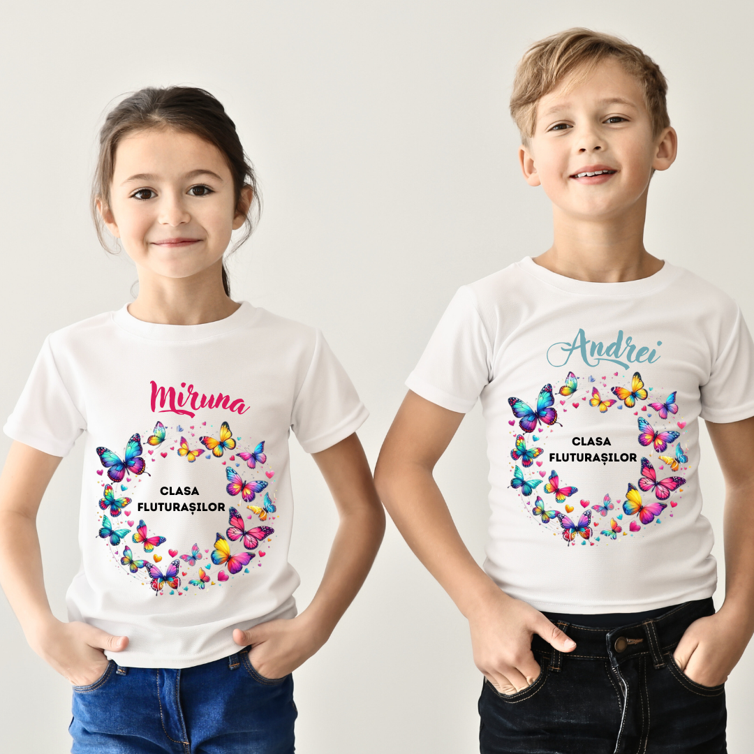 Tricou absolvire elevi clasa 4 sau gradinita Clasafluturasilor cu text sau poze ABS1060