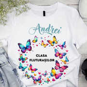 Tricou absolvire elevi clasa 4 sau gradinita Clasafluturasilor cu text sau poze ABS1060