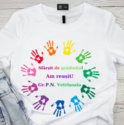 Tricou absolvire maini de copii pictate pentru  educatoare, elevi clasa 4 sau gradinita ABS10908