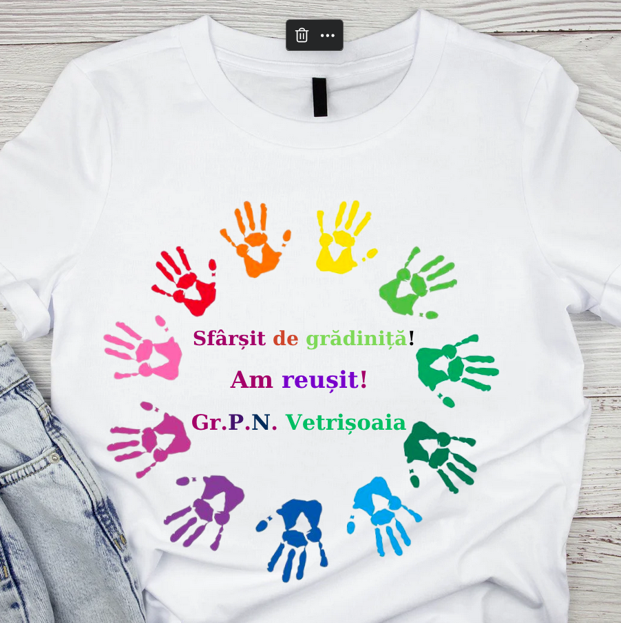 Tricou absolvire maini de copii pictate pentru  educatoare, elevi clasa 4 sau gradinita ABS10908