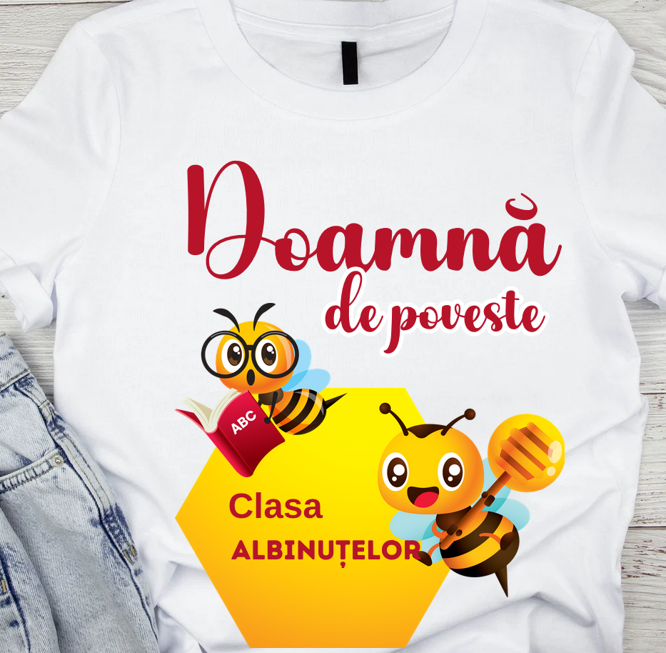 Tricou absolvire Albinute pentru  educatoare, elevi clasa 4 sau gradinita ABS10890 Invatatoare de poveste