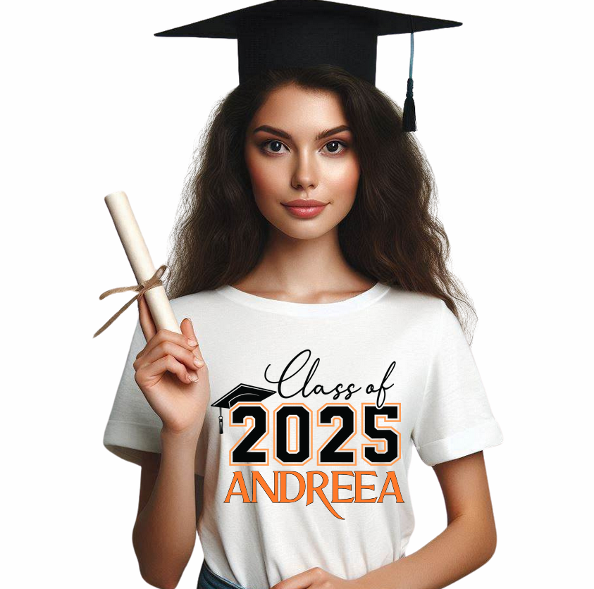 Tricou absolvire personalizat pentru elevi liceu sau  gimnaziala cu toca ABS1137