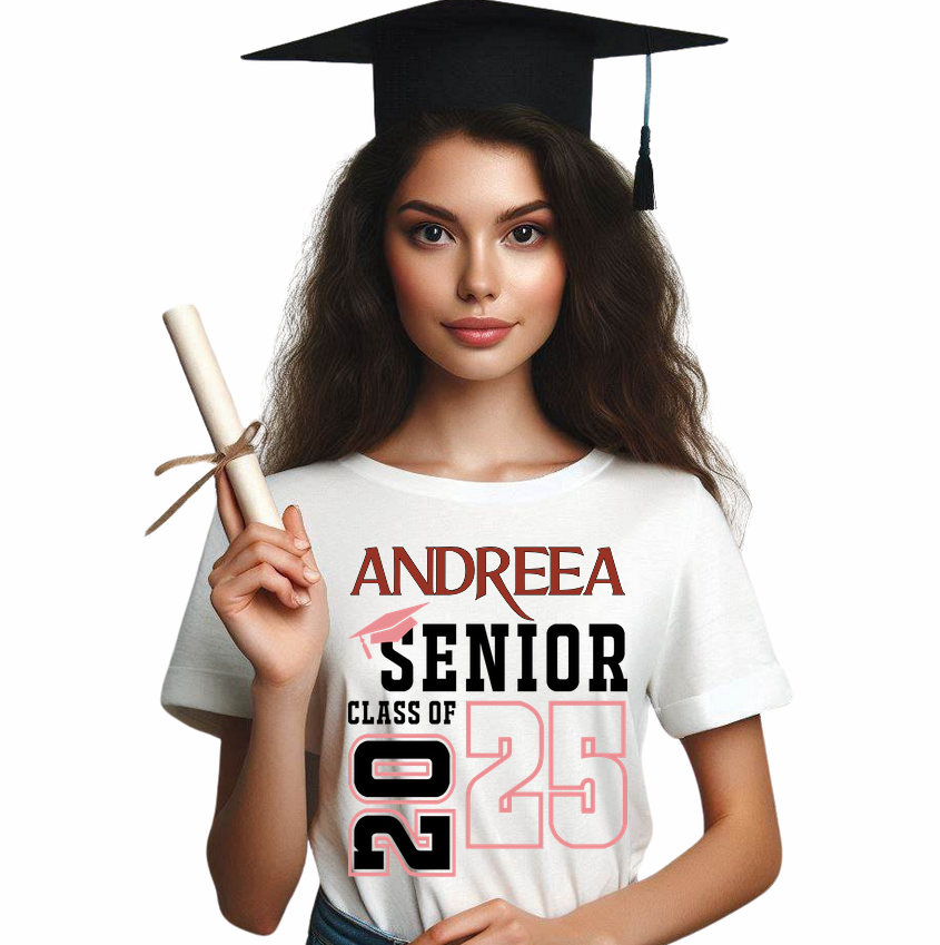 Tricou absolvire personalizat pentru elevi liceu sau  gimnaziala cu toca ABS1138
