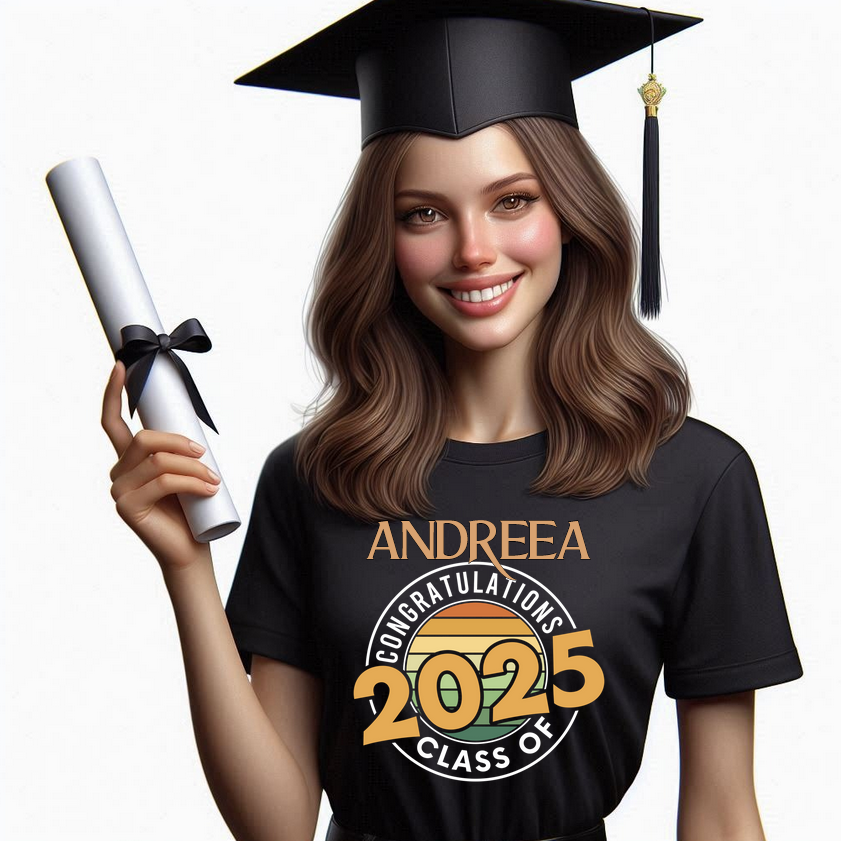 Tricou absolvire personalizat pentru elevi liceu sau  gimnaziala cu toca ABS1139
