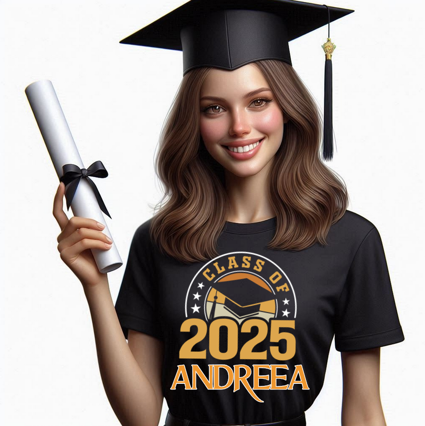 Tricou absolvire personalizat pentru elevi liceu sau  gimnaziala cu toca ABS1141