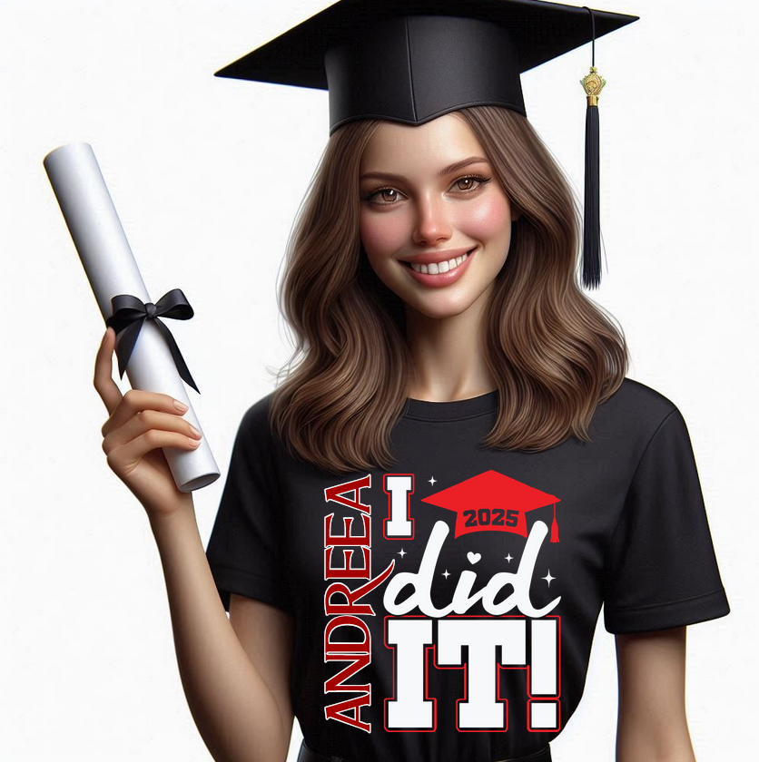 Tricou absolvire personalizat pentru elevi liceu sau  gimnaziala cu toca ABS1143