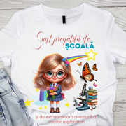 Tricou alb Back to school prima zi de gradinita  din bumbac ABS1131.2
