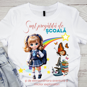 Tricou alb Back to school prima zi de gradinita  din bumbac ABS1131.5 - Copie