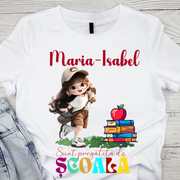 Tricou alb Back to school prima zi de gradinita  din bumbac ABS1131.7