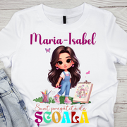 Tricou alb Back to school prima zi de gradinita  din bumbac ABS1131.8