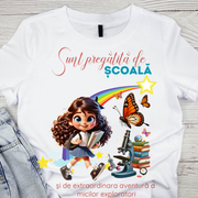 Tricou alb Back to school prima zi de gradinita  din bumbac ABS1131.1