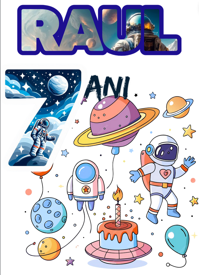 Tricou aniversar astronaut pentru copii  alb din bumbac AST1141