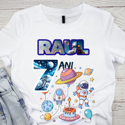 Tricou aniversar astronaut pentru copii  alb din bumbac AST1141