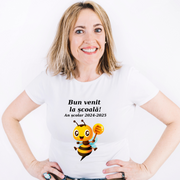 Tricou alb  Back to school prima zi de gradinita scoala din bumbac ABS2231