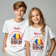 Tricou alb  Clasa Romanasilor creativi Back to school prima zi de gradinita  din bumbac ABS11330