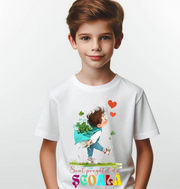 Tricou alb Back to school prima zi de scoala din bumbac