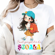 Tricou alb Back to school prima zi de scoala din bumbac