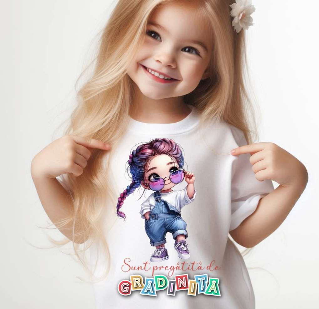 Tricou alb Back to school prima zi de scoala din bumbac