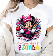 Tricou alb Back to school prima zi de scoala din bumbac