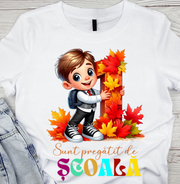 Tricou alb Back to school prima zi de scoala din bumbac