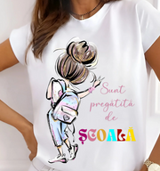 Tricou alb Back to school prima zi de scoala din bumbac