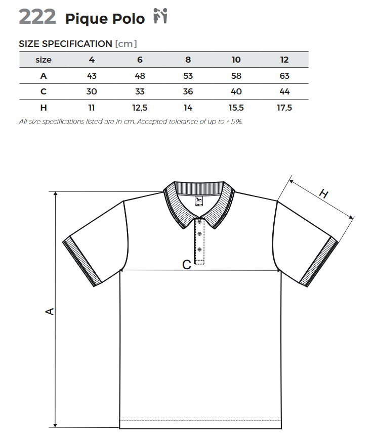 Tricou polo albastru regal pentru copii din bumbac cu maneca scurta Pique Pol222