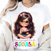 Tricou alb Back to school prima zi de scoala din bumbac