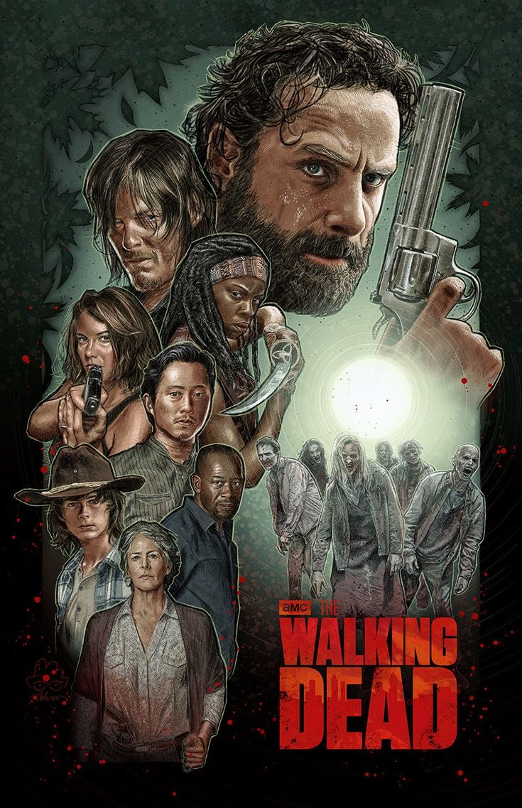 Tricou negru barbati personalizat cu poză Walking Dead