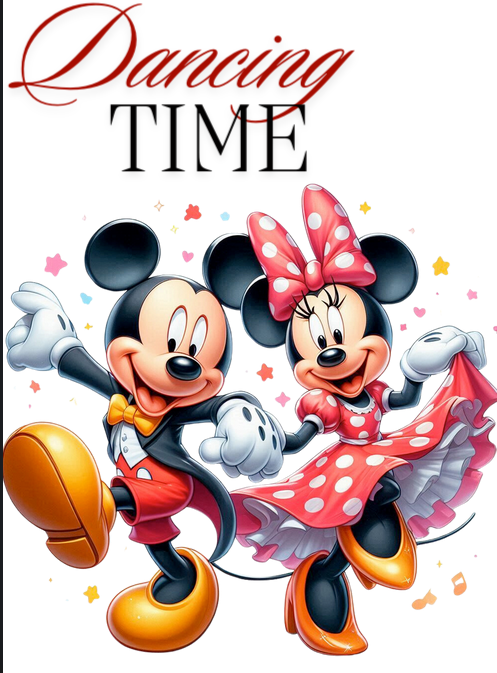 Tricou alb Clasa lui Minnie si Mickey Mouse dancing time din bumbac ABS116.11