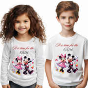 Tricou alb Clasa lui Minnie si Mickey Mouse  it is tim for show din bumbac ABS116.12
