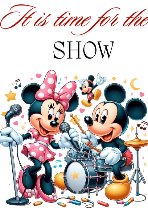 Tricou alb Clasa lui Minnie si Mickey Mouse  it is tim for show din bumbac ABS116.13