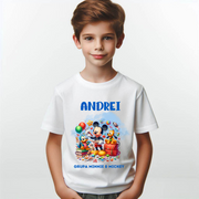 Tricou alb Clasa lui Minnie si Mickey Mouse la scoala din bumbac ABS116.2
