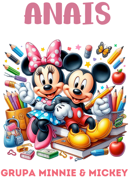 Tricou alb Clasa lui Minnie si Mickey Mouse la scoala din bumbac ABS116.3