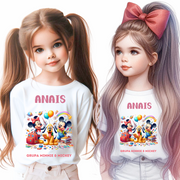 Tricou alb Clasa lui Minnie si Mickey Mouse la scoala din bumbac ABS116.4