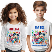 Tricou alb Clasa lui Minnie si Mickey Mouse la scoala din bumbac ABS116.5