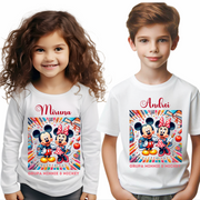 Tricou alb Clasa lui Minnie si Mickey Mouse la scoala din bumbac ABS116.6