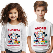 Tricou alb Clasa lui Minnie si Mickey Mouse ora de desen din bumbac ABS116.7