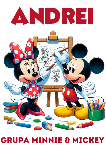 Tricou alb Clasa lui Minnie si Mickey Mouse ora de desen din bumbac ABS116.7