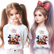 Tricou alb Clasa lui Minnie si Mickey Mouse Picture time din bumbac ABS116.9