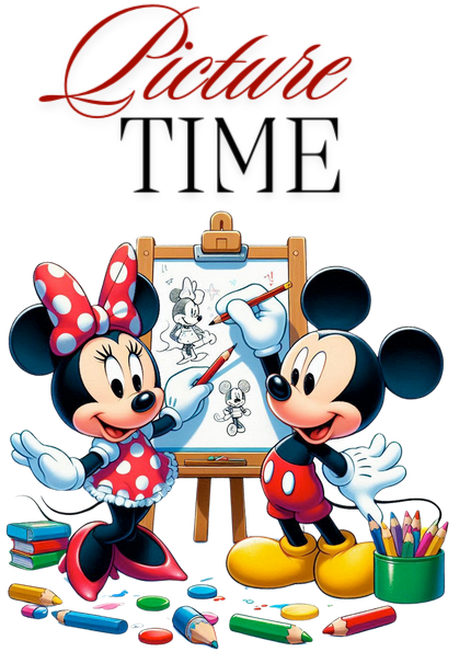 Tricou alb Clasa lui Minnie si Mickey Mouse Picture time din bumbac ABS116.9