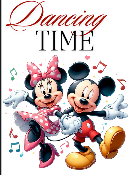 Tricou alb Clasa lui Minnie si Mickey Mouse dancing time din bumbac ABS116.10