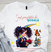 Tricou alb Back to school prima zi de gradinita  din bumbac ABS1131