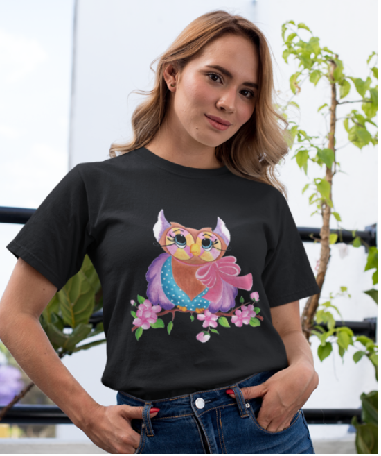 Tricou negru femei personalizat cu o poză și text