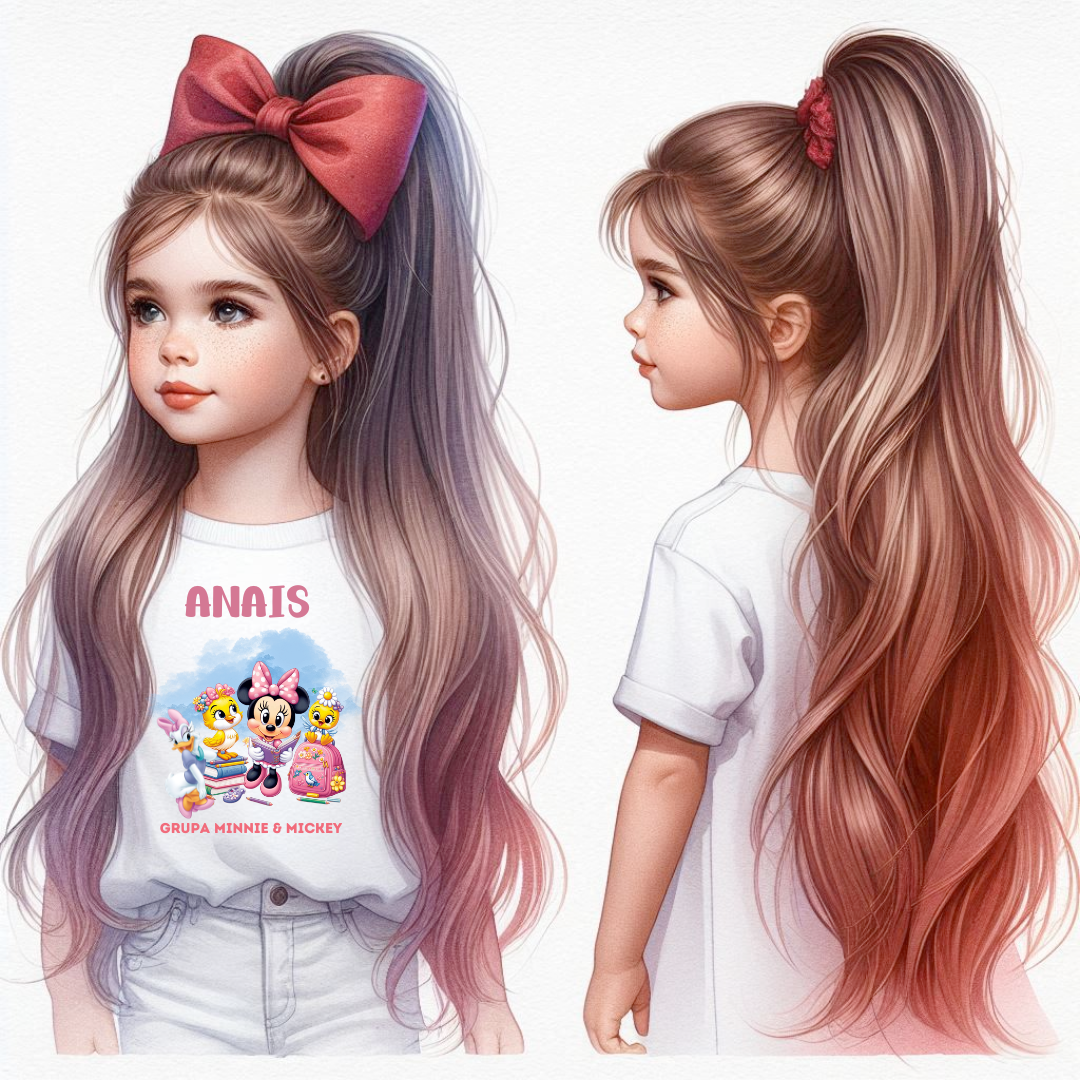 Tricou alb Clasa lui Minnie si Mickey Mouse la scoala din bumbac ABS116.1