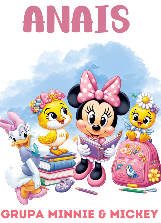 Tricou alb Clasa lui Minnie si Mickey Mouse la scoala din bumbac ABS116.1