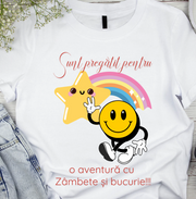 Tricou alb GRUPA Smiley Face prima zi de gradinita  din bumbac ABS1135.6