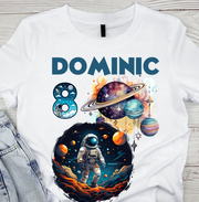Tricou aniversar astronaut pentru copii  alb din bumbac AST1144